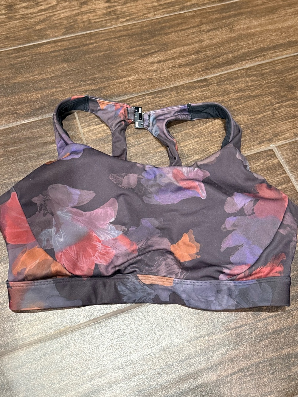 Athleta Floral Racerback Sports Bra - Purple, Red, Orange